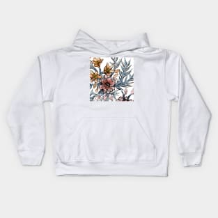 Watercolor Pen and Ink leaves Kids Hoodie